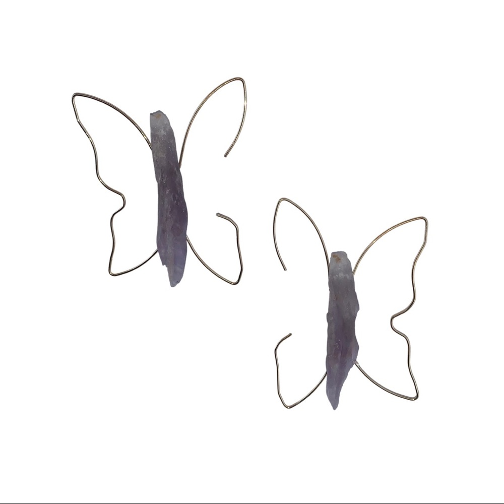 Natural amethyst butterfly earrings